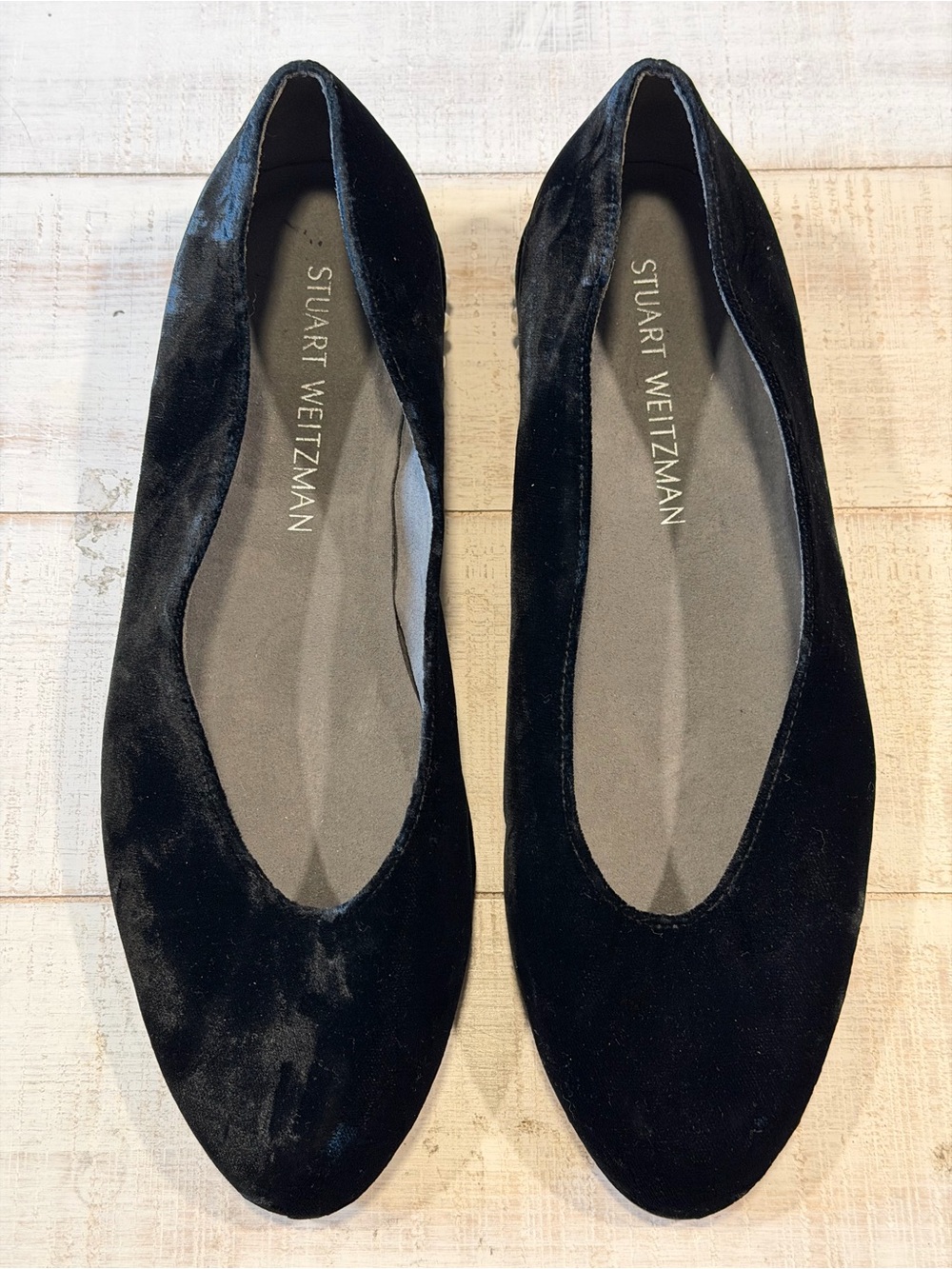 Stuart Weitzman Black Velvet Chicpearl Ballet Flats Size 8.5 Wedding Evening - Picture 4 of 12